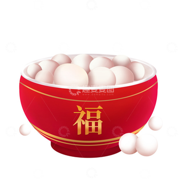 源文件下载【趣麦麦图】元宵红色汤圆手绘海报素材