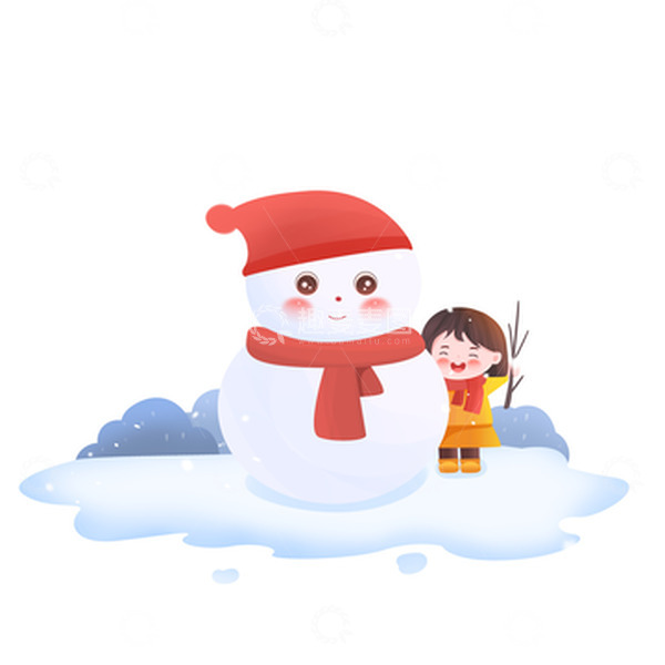 源文件下载【趣麦麦图】大寒大雪冬季雪景冬景堆雪人元素