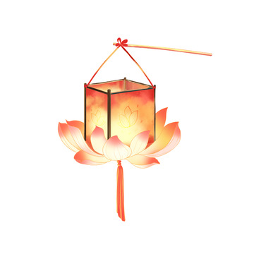 元宵节赏花灯灯笼荷花灯素材