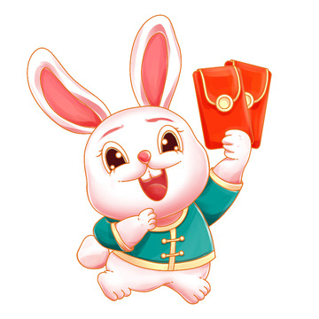 兔子拜年素材插画手绘兔年