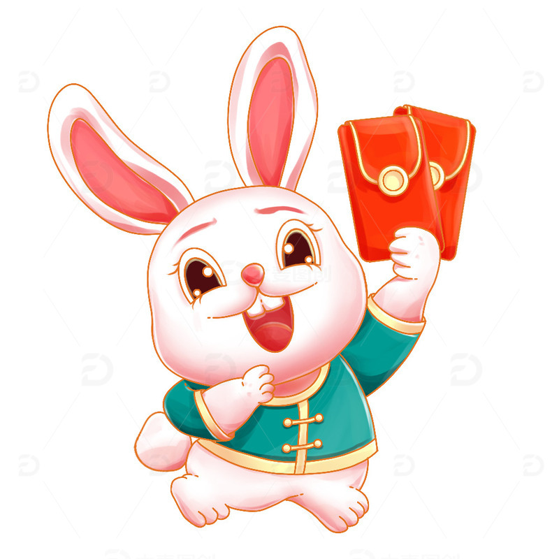 源文件下载【趣麦麦图】兔子拜年素材插画手绘兔年