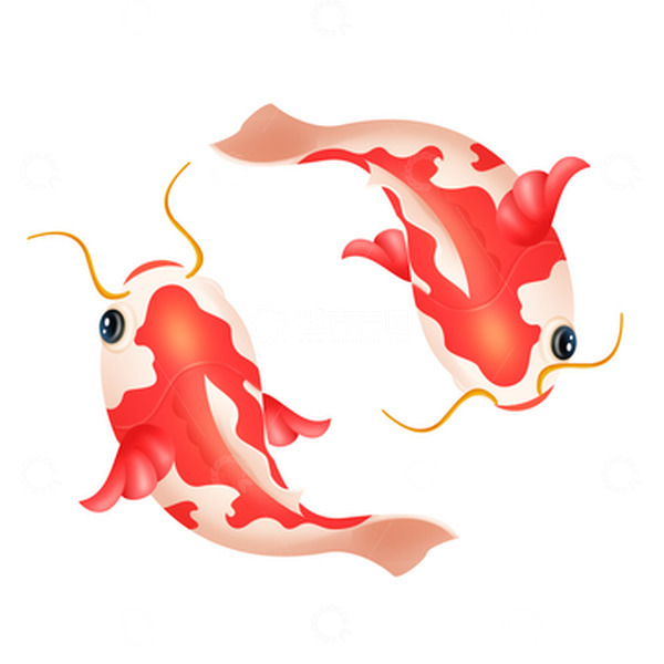 源文件下载【趣麦麦图】红色吉祥喜庆可爱双鲤鱼图