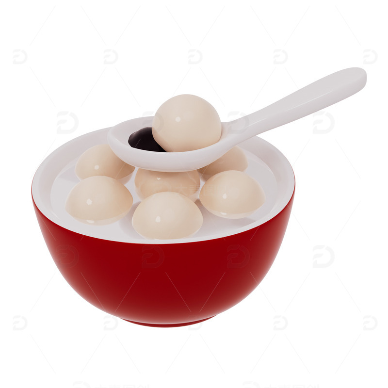 源文件下载【趣麦麦图】3D一碗元宵节汤圆