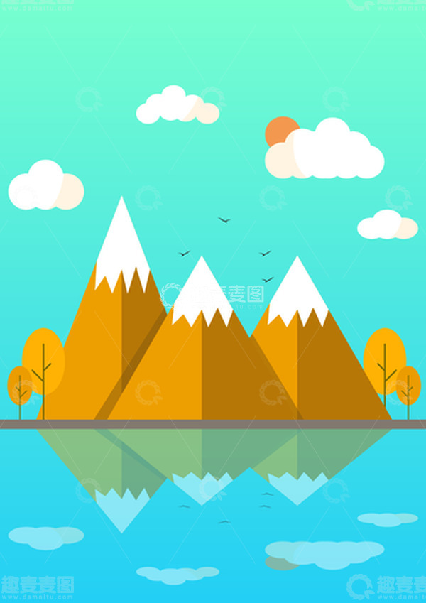 源文件下载【趣麦麦图】-矢量 简约 植物 山水 场景 背景图