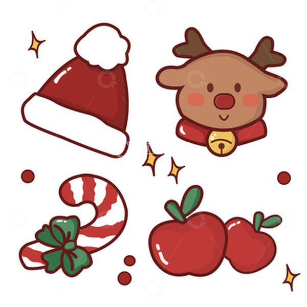 源文件下载【趣麦麦图】圣诞节 圣诞 圣诞帽 苹果 扁平风格