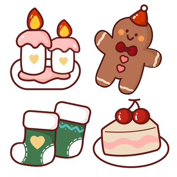 姜饼人蛋糕圣诞节圣诞圣诞袜蜡烛