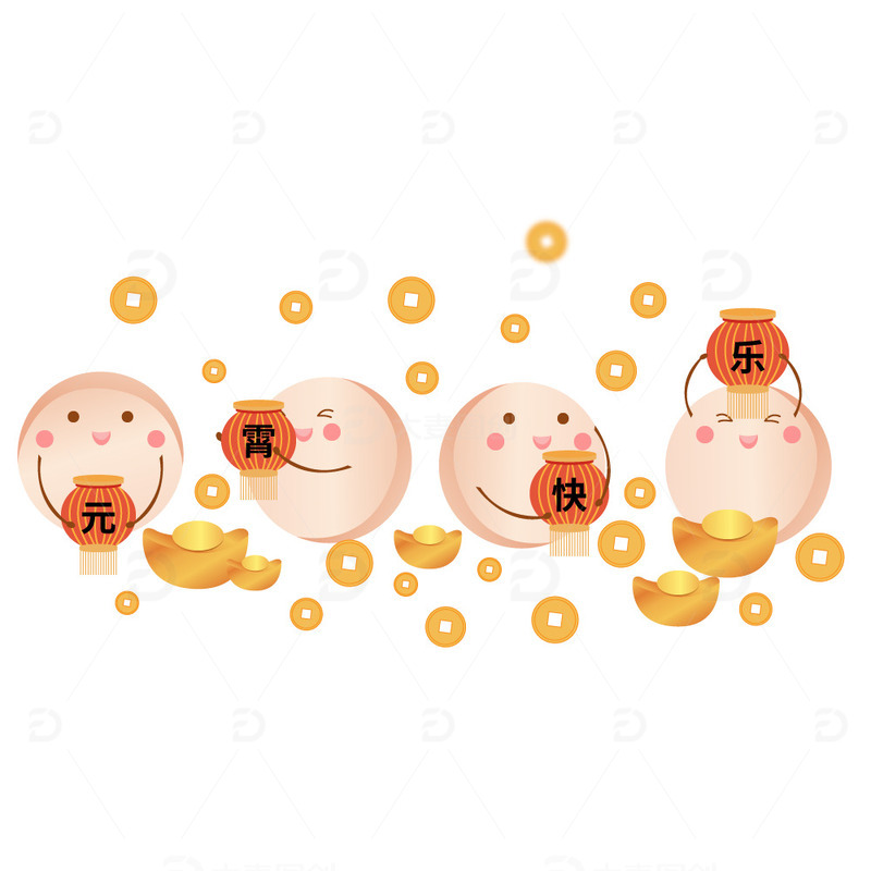 源文件下载【趣麦麦图】手绘简约元宵节素材