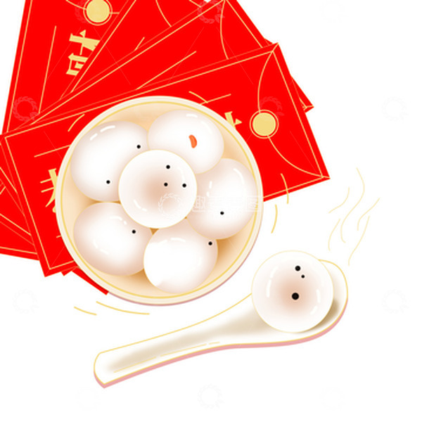 源文件下载【趣麦麦图】元宵冬至饺子汤圆勺子碗红包元素