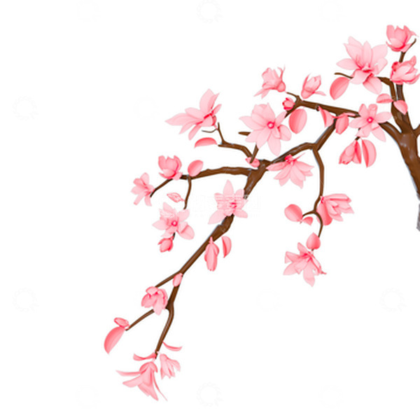 源文件下载【趣麦麦图】粉红色小清新过年春节元宵桃花3D元素