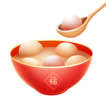 红色冬至新年正月十五元宵汤圆