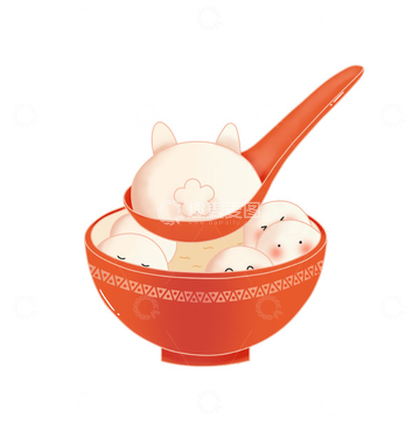 源文件下载【趣麦麦图】可爱卡通一碗圆滚滚兔子汤圆元宵手绘图