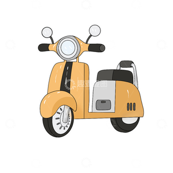 源文件下载【趣麦麦图】手绘脚踏摩托车 电动车