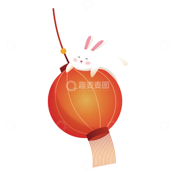 源文件下载【趣麦麦图】可爱卡通插画新年元宵灯笼兔子