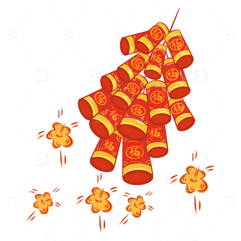 红色插画元素鞭炮小年除夕喜庆爆竹