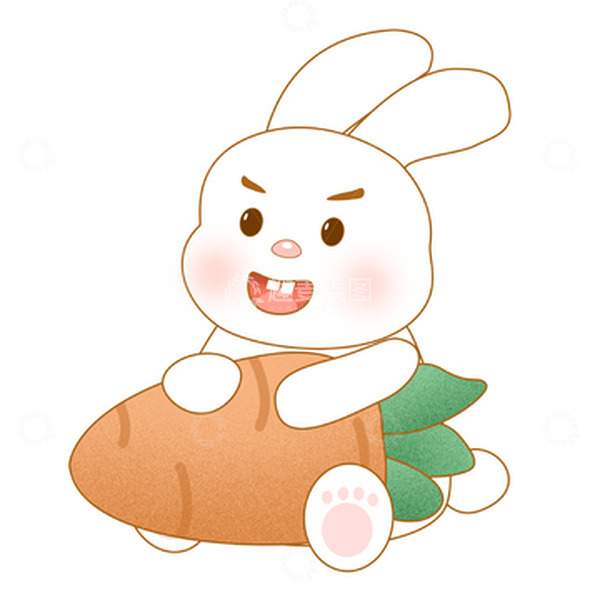 源文件下载【趣麦麦图】-手绘卡通可爱兔子胡萝卜