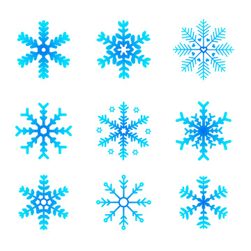 卡通漂浮雪花冰晶图标