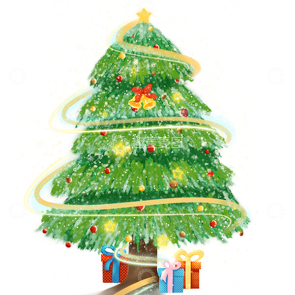 源文件下载【趣麦麦图】绿色手绘圣诞节圣诞树