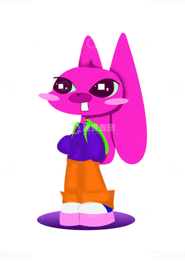 源文件下载【趣麦麦图】粉色紫色酷酷的兔子