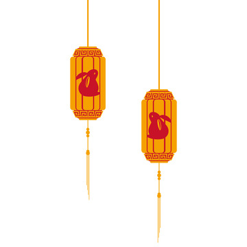 兔子灯笼矢量图佳节素材