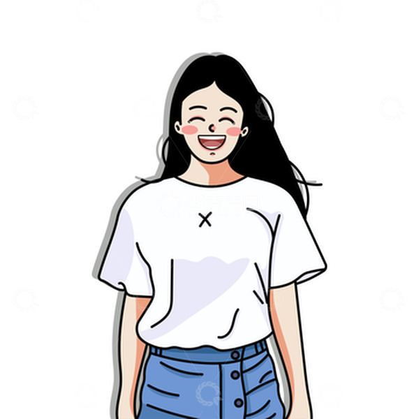 源文件下载【趣麦麦图】女生头像可爱笑脸短袖女生插画