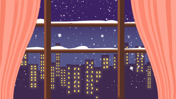 冬天下大雪春节窗户雪景