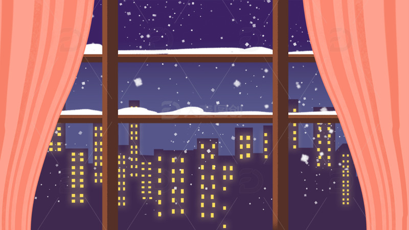 冬天下大雪春节窗户雪景