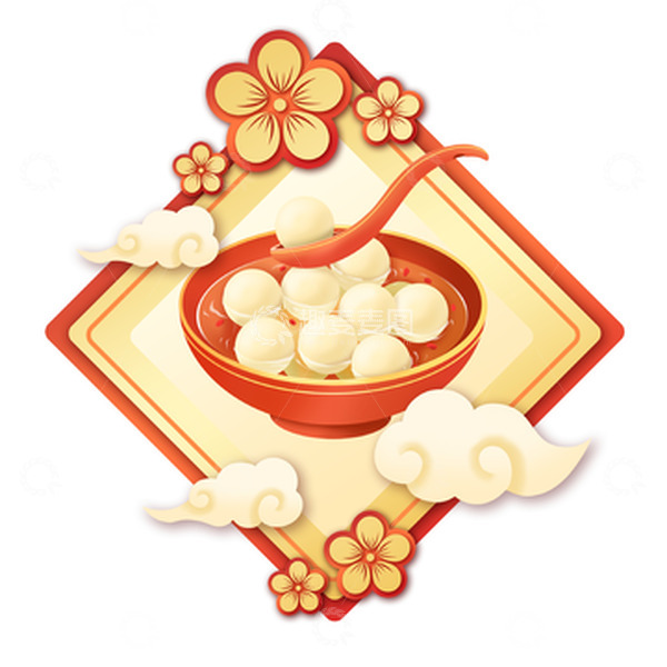 源文件下载【趣麦麦图】-喜庆元宵节祥云汤圆手绘元素