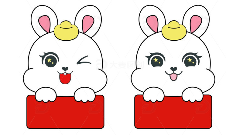 可爱卡通兔子新年元素