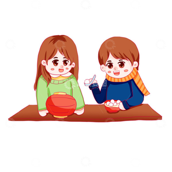 源文件下载【趣麦麦图】元宵汤圆吃汤圆闹元宵灯笼喜庆手绘