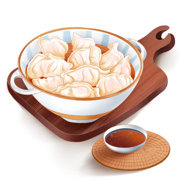 手绘水饺热气腾腾 饺子 冬至美食