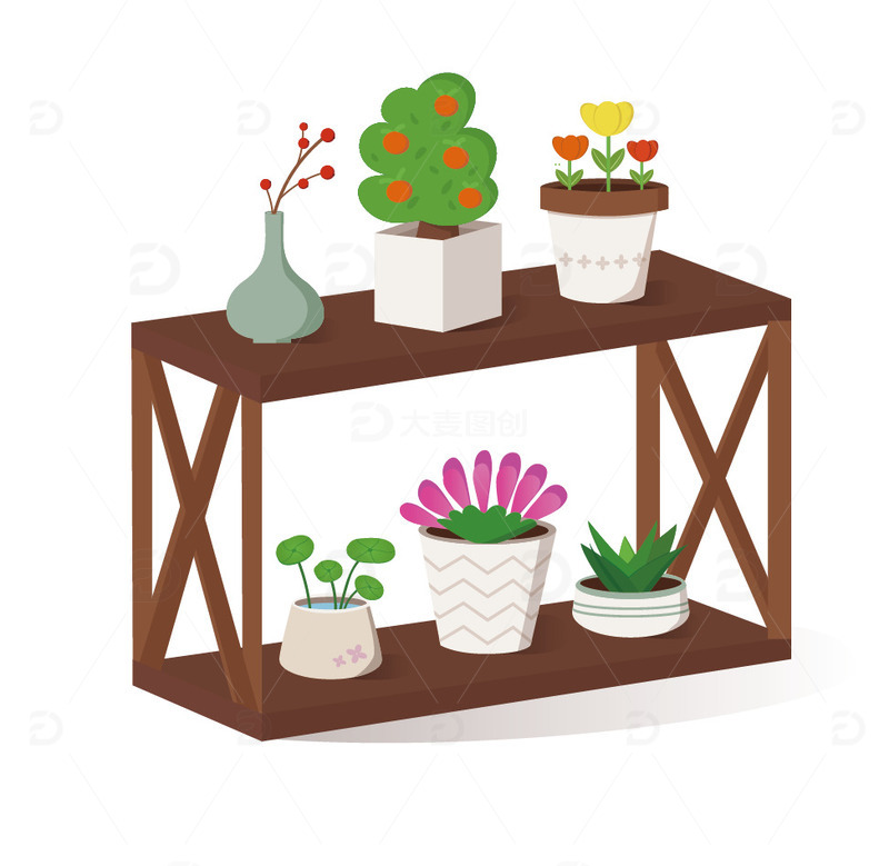 卡通清新阳台植物木架天台