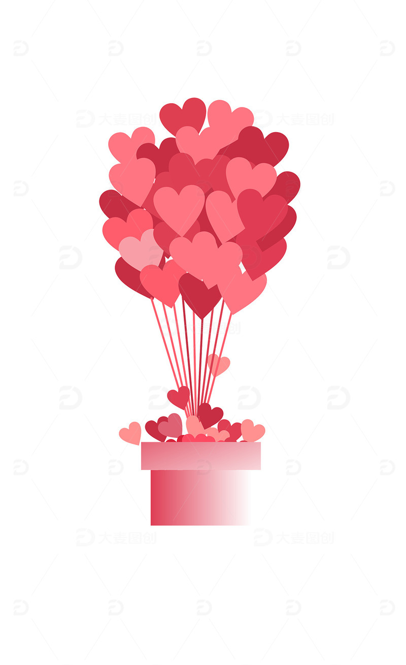 源文件下载【趣麦麦图】七夕情人节爱心花束