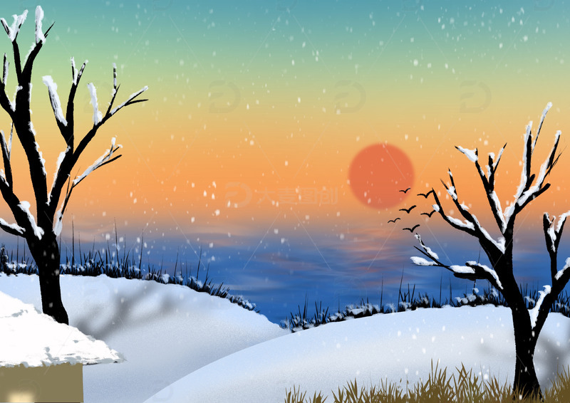 冬季户外场景下雪