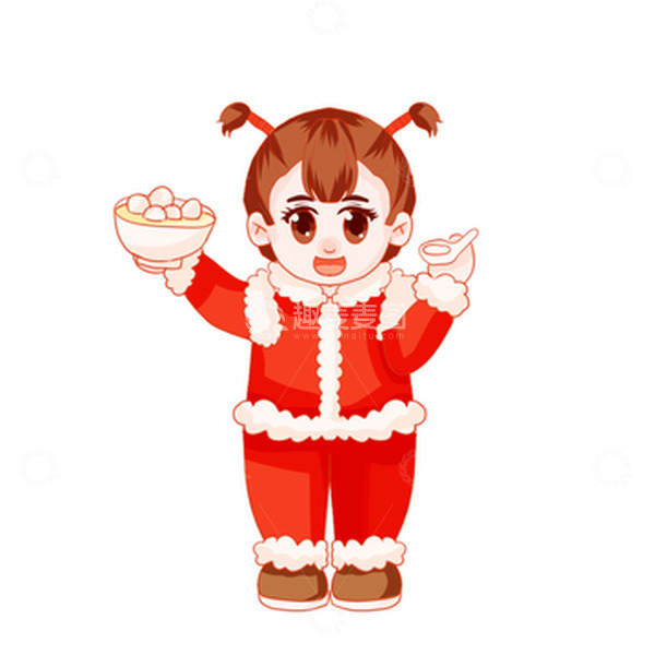 源文件下载【趣麦麦图】元宵汤圆吃汤圆闹元宵喜庆小女孩过年