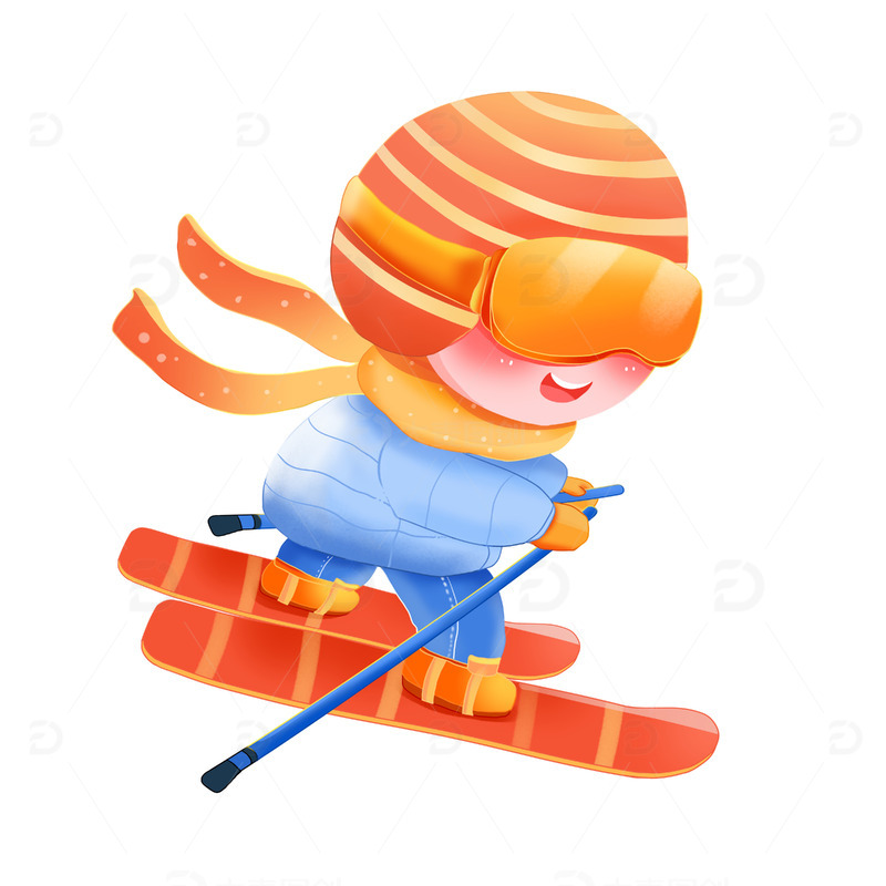 源文件下载【趣麦麦图】手绘卡通雪天大雪小雪下雪滑雪人物