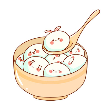 手绘元宵节汤圆