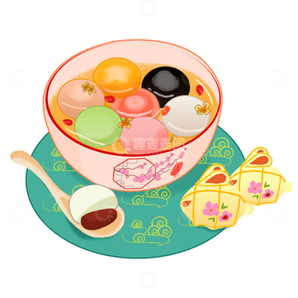 源文件下载【趣麦麦图】元宵节汤圆古风插画
