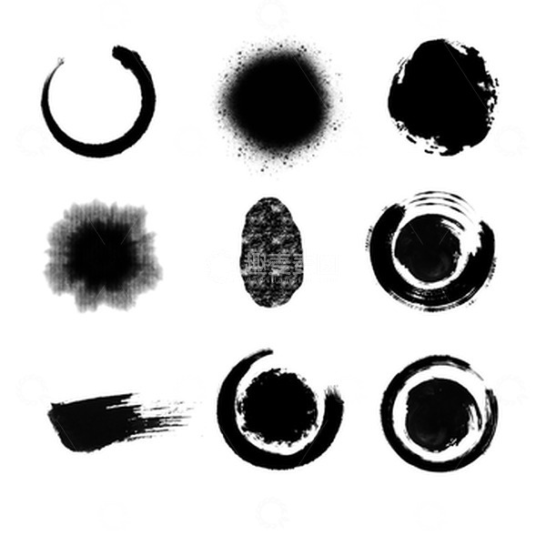 源文件下载【趣麦麦图】毛笔水墨笔触