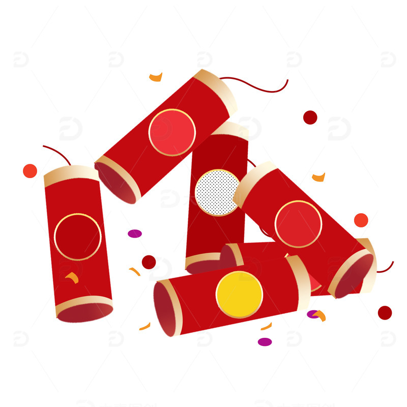 元宵节除夕手绘鞭炮元素