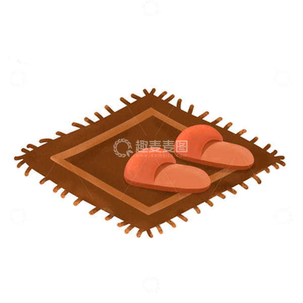 源文件下载【趣麦麦图】冬季居家厚拖鞋地毯手绘图