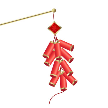 卡通手绘元宵除夕鞭炮元素