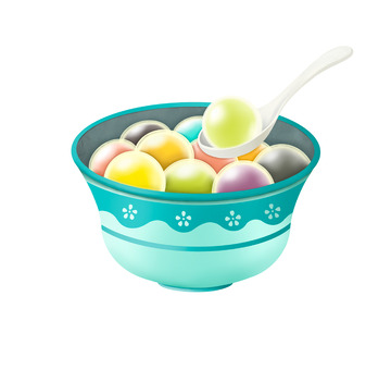 手绘元宵节彩色水晶汤圆