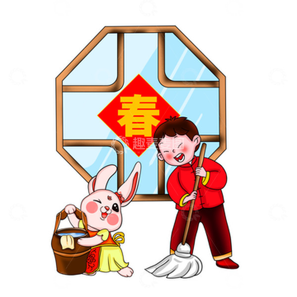 源文件下载【趣麦麦图】手绘新年除夕春节小插画