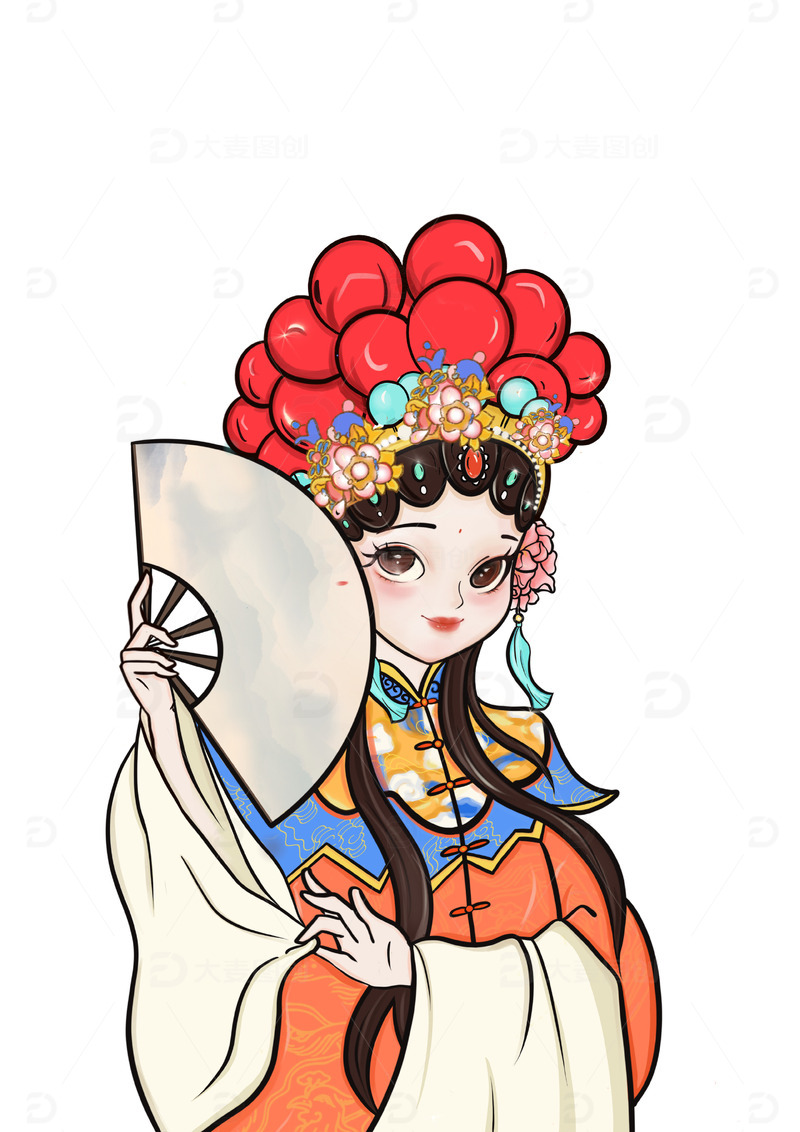 源文件下载【趣麦麦图】国潮风人物元素