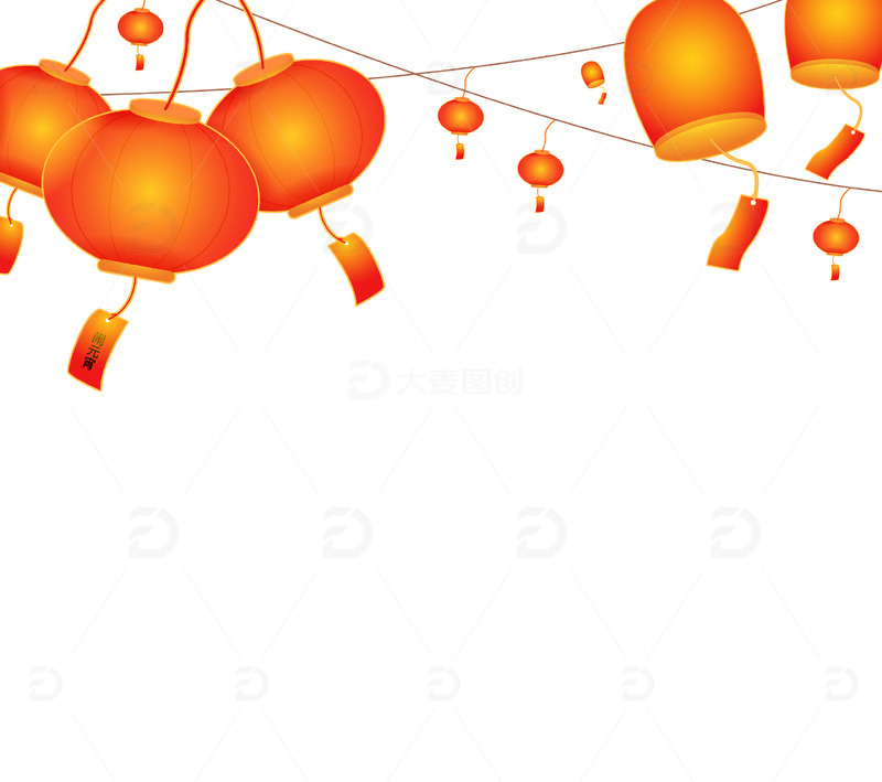 源文件下载【趣麦麦图】红色元宵节手绘矢量灯笼 孔明灯