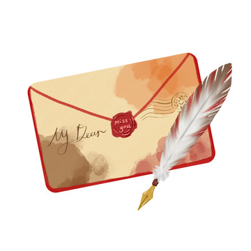 手绘欧式复古信件元素图