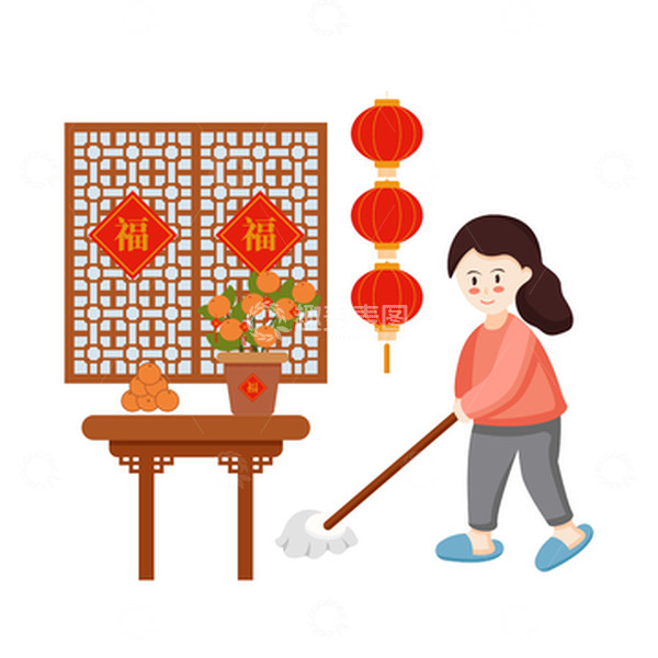 源文件下载【趣麦麦图】小年扫尘打扫卫生元素