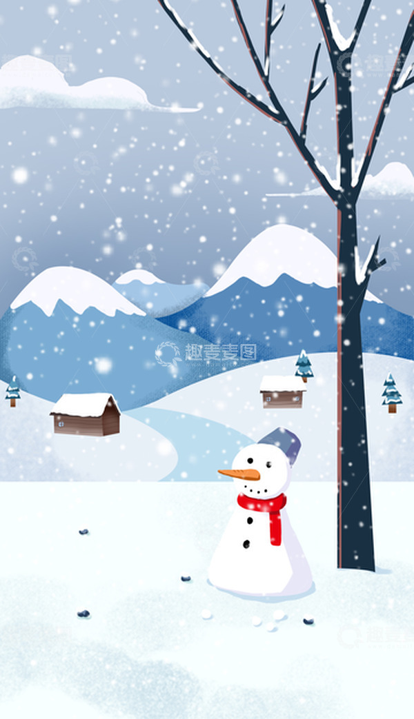源文件下载【趣麦麦图】手绘小清新大寒小寒海报背景