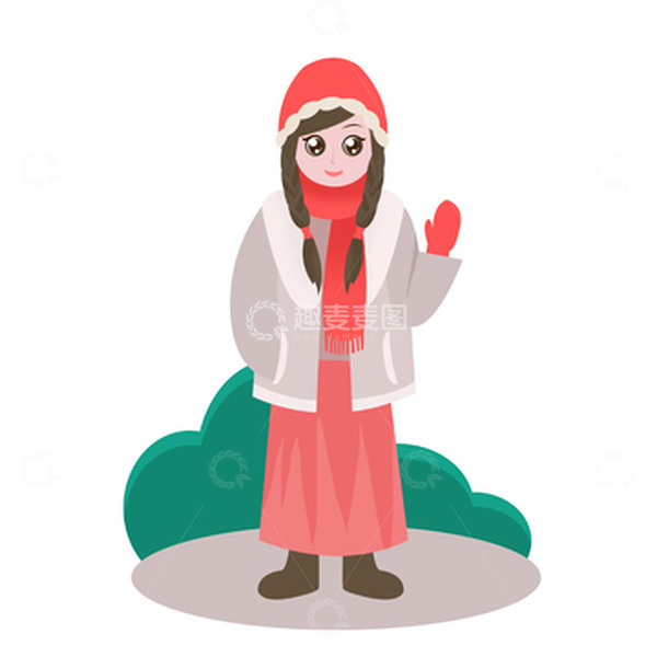 源文件下载【趣麦麦图】灰色手绘冬天人物大寒小寒