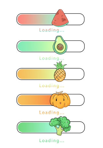 水果手绘进度条小清新可爱素材